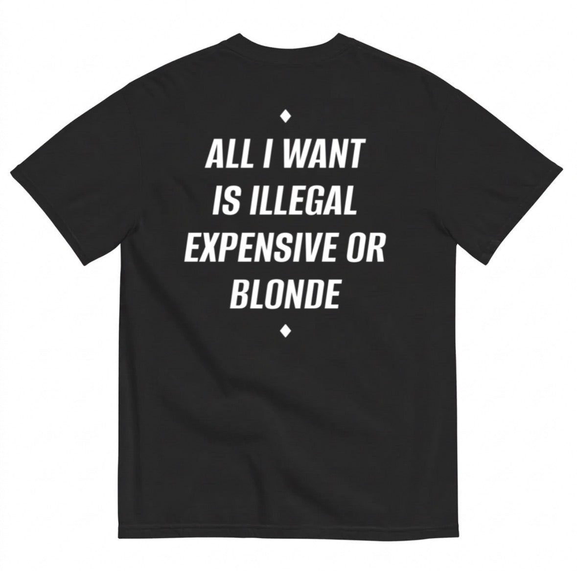 ALL I WANT IS ILLEGAL, EXPENSIVE OR BLONDE